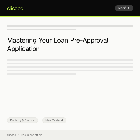 Document preview: Application for Online Loan Pre-Approval / Tono mō te whakaaetanga mua mō te nama — Banking & finance, New Zealand