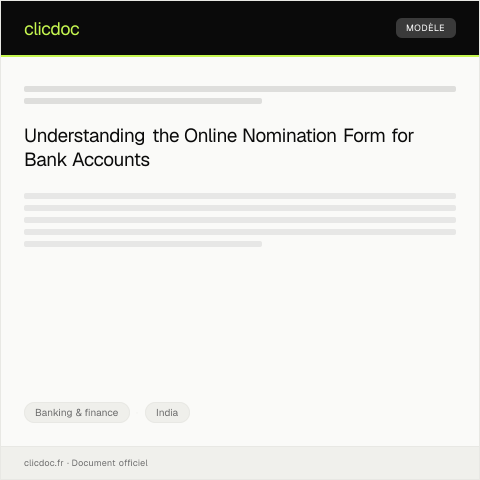 Document preview: Online Nomination Form for Bank Account — Banking & finance, India