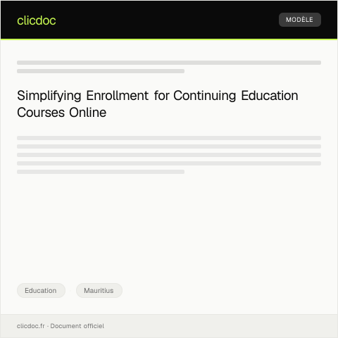 Document preview: Online Registration for Continuing Education Courses — Education, Mauritius