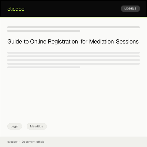 Document preview: Online Registration for Court-Ordered Mediation Sessions — Legal, Mauritius