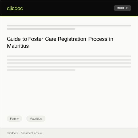 Document preview: Online Registration of Foster Care Arrangements — Family, Mauritius