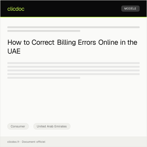 Document preview: Online Request for Billing Error Correction (طلب تصحيح خطأ في الفاتورة عبر الإنترنت) — Consumer, United Arab Emirates
