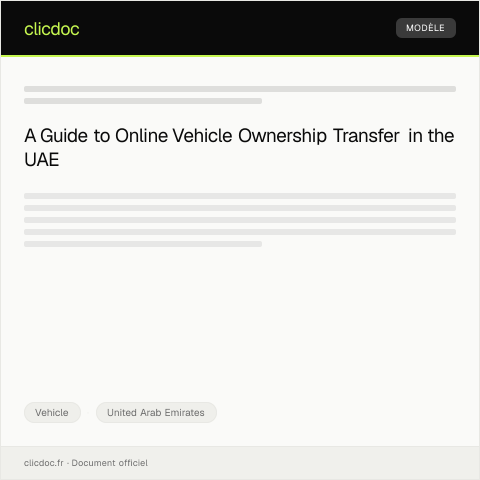 Document preview: Online Request for Vehicle Ownership Transfer (طلب نقل ملكية المركبة عبر الإنترنت) — Vehicle, United Arab Emirates