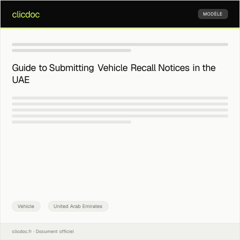 Document preview: Online Submission for Vehicle Recall Notice (تقديم عبر الإنترنت لإشعار استدعاء المركبة) — Vehicle, United Arab Emirates