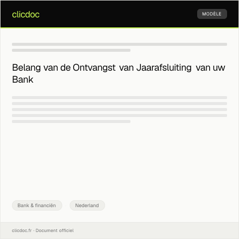 Documentvoorvertoning: Ontvangst van jaarafsluiting van uw bank — Bank & financiën, Nederland