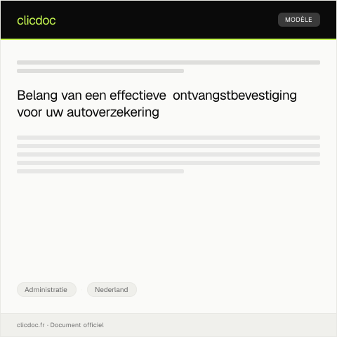 Documentvoorvertoning: Ontvangstbevestiging autoverzekering bij ANWB — Administratie, Nederland