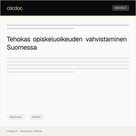 Document preview: Opiskeluoikeuden vahvistaminen — Koulutus, Suomi