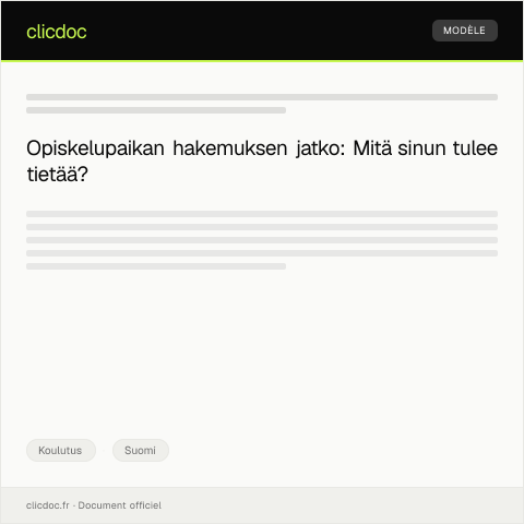 Document preview: Opiskelupaikan hakemuksen jatko — Koulutus, Suomi