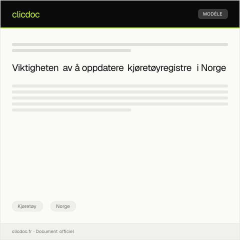 Document preview: Oppdatering av kjøretøyregistre — Kjøretøy, Norge