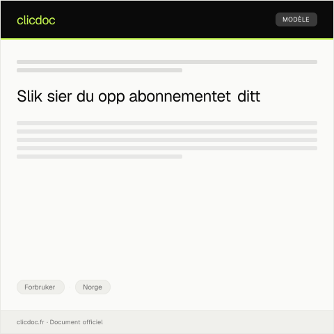 Document preview: Oppsigelse av abonnement — Forbruker, Norge