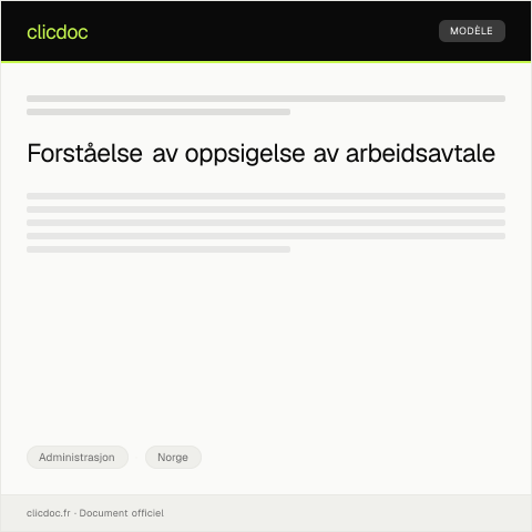 Document preview: Oppsigelse av arbeidsavtale i henhold til arbeidsmiljøloven — Administrasjon, Norge