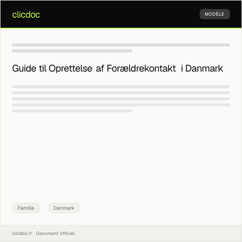 Document preview: Oprettelse af forældrekontakt — Familie, Danmark