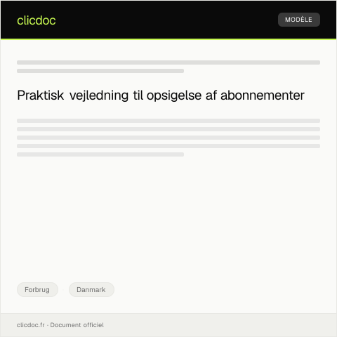 Document preview: Opsigelse af abonnement på telekommunikation eller streamingtjenester — Forbrug, Danmark