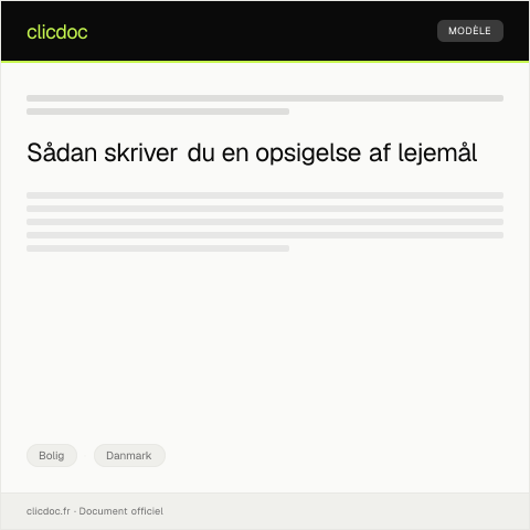 Document preview: Opsigelse af lejemål — Bolig, Danmark