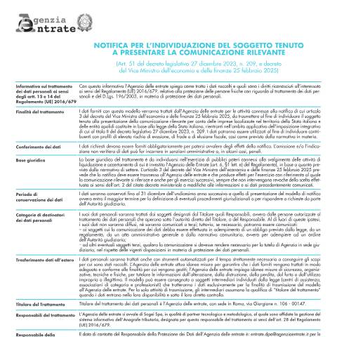 Anteprima documento Opzione notifica comunicazione Globle — Comunicazioni, Italia