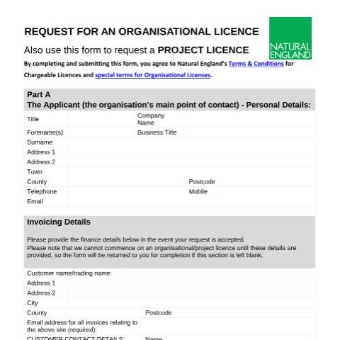 Document preview: Organisational licence for routine work affecting protected species — Natural England, United Kingdom
