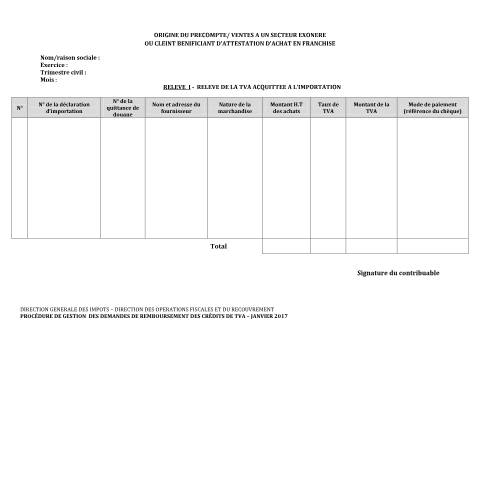 Aperçu du document Origine du précompte redevables partiels — Précomptes TVA, Algérie (CERFA n°Origine du precompte redevables partiels)