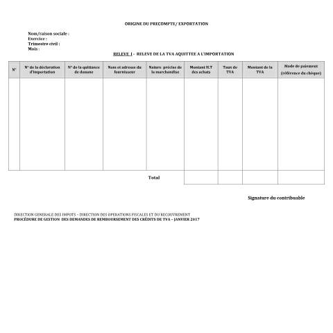 Aperçu du document Origine du précompte taux réduit — Précomptes TVA, Algérie (CERFA n°Origine du precompte taux reduit)