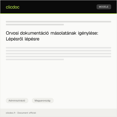 Document preview: Orvosi dokumentáció másolatának igénylése — Adminisztráció, Magyarország