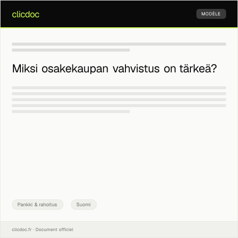 Document preview: Osakekaupan vahvistus — Pankki & rahoitus, Suomi