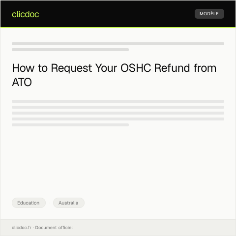 Document preview: Request for Overseas Student Health Cover (OSHC) Refund — Education, Australia