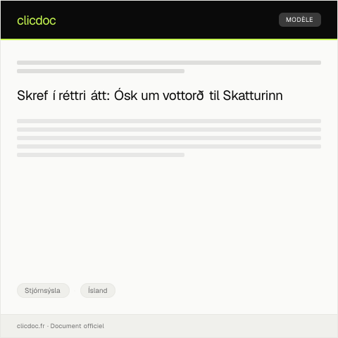 Document preview: Ósk um vottorð — Stjórnsýsla, Ísland