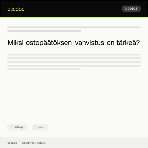 Document preview: Ostopäätöksen vahvistus — Kuluttaja, Suomi