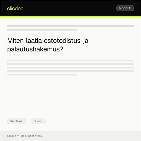 Document preview: Ostotodistus ja palautushakemus — Kuluttaja, Suomi