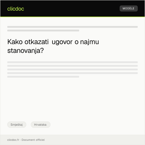 Document preview: Otkazivanje ugovora o najmu stanovanja — Smještaj, Hrvatska