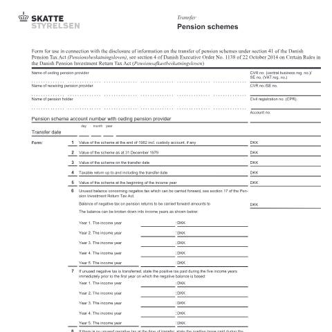 Document preview: Transfer of pension schemes - exchange of information - 07.008 EN — 07 Tax: gift tax and pension, Danmark (CERFA n°07.008)