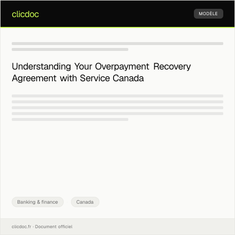 Document preview: Overpayment recovery agreement - Accord de recouvrement du trop-perçu — Banking & finance, Canada