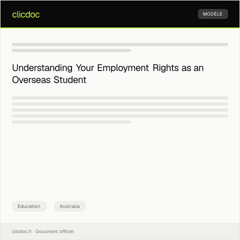 Document preview: Request for Overseas Students’ Employment Rights Information — Education, Australia