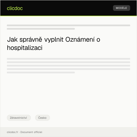 Document preview: Oznámení o hospitalizaci — Zdravotnictví, Česko