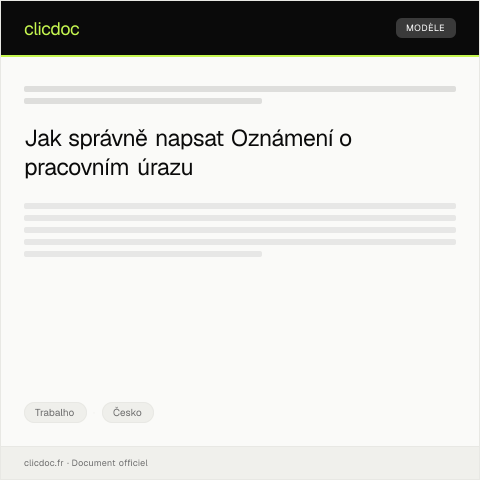 Document preview: Oznámení o pracovním úrazu — Trabalho, Česko