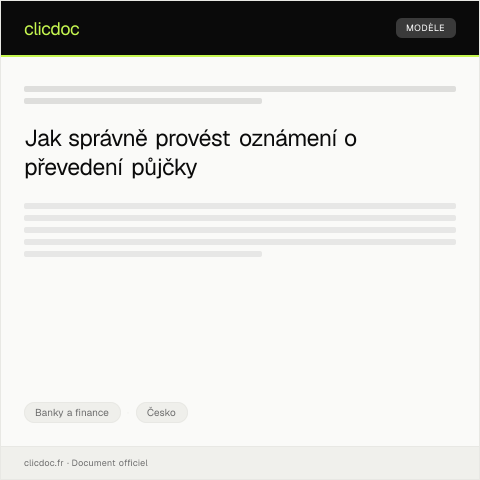 Document preview: Oznámení o převedení půjčky — Banky a finance, Česko