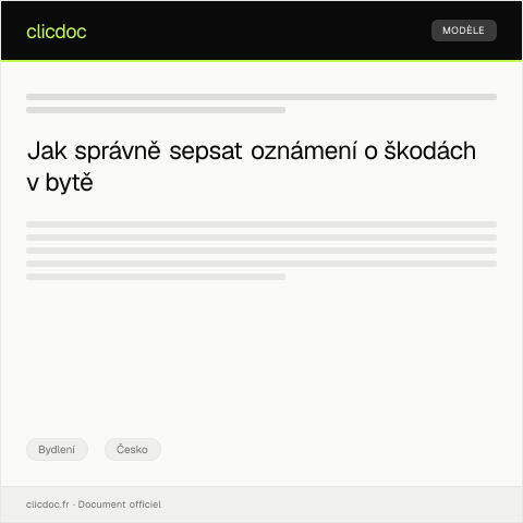 Document preview: Oznámení o škodách v bytě — Bydlení, Česko