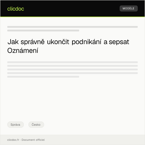 Document preview: Oznámení o ukončení podnikání — Správa, Česko
