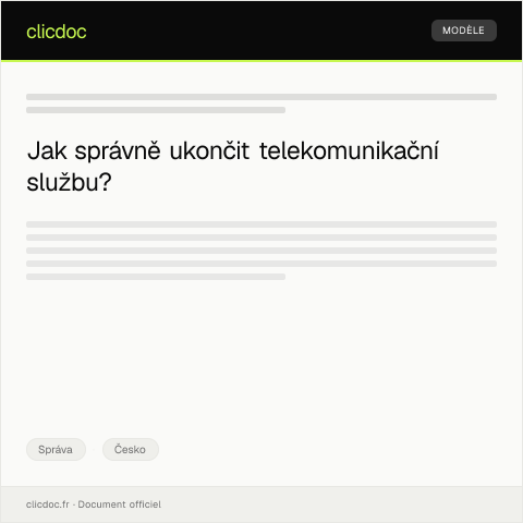Document preview: Oznámení o ukončení služby telekomunikačního operátora — Správa, Česko