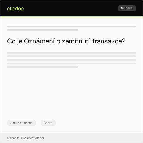 Document preview: Oznámení o zamítnutí transakce — Banky a finance, Česko