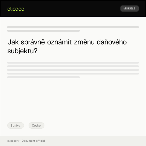 Document preview: Oznámení o změně daňového subjektu — Správa, Česko
