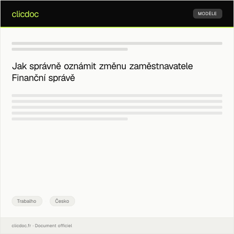 Document preview: Oznámení o změně zaměstnavatele — Trabalho, Česko