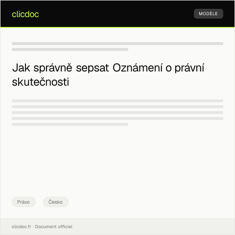 Document preview: Oznámení o právní skutečnosti pro účely sociálního zabezpečení — Právo, Česko