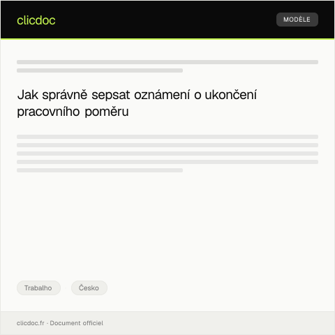 Document preview: Oznámení ukončení pracovního poměru — Trabalho, Česko