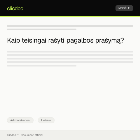 Document preview: Pagalbos iš valstybės paramos programos prašymas — Administration, Lietuva