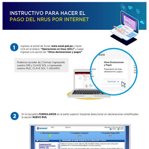 Vista previa del documento Pasos para pago de cuotas del nrus — DECLARACIONES Y PAGOS, Perú