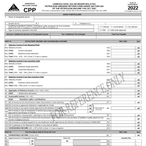 Document preview: Amended Return Form CPP 2022 — Petroleum, Malaysia