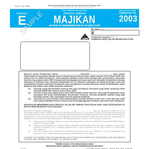 Document preview: E 2003 — Employer, Malaysia