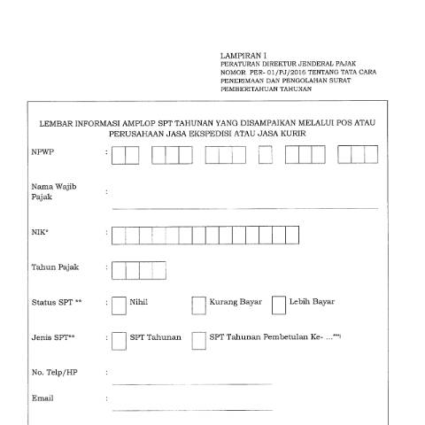 Document preview: lembar-informasi-amplop-spt-tahunan.pdf — Lembar Informasi Amplop SPT Tahunan, Indonesia (CERFA n°ID-DJP-lembar-informasi-amplop-spt-tahunan)