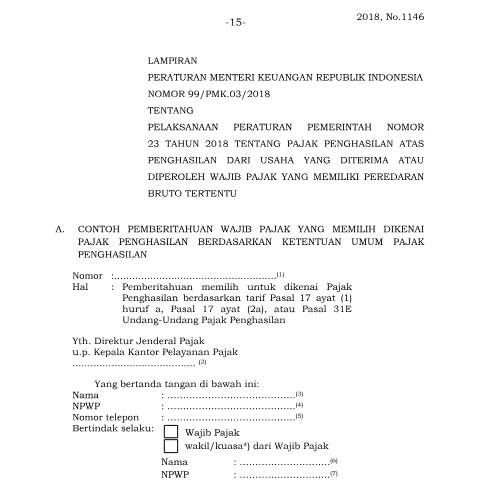 Document preview: Pemberitahuan PPh Tarif Umum.pdf — Format Pemberitahuan Wajib Pajak yang Memilih dikenai PPh Tarif sesuai Ketentuan Umum, Indonesia (CERFA n°ID-DJP-Pemberitahuan-PPh-Tarif-Umum)