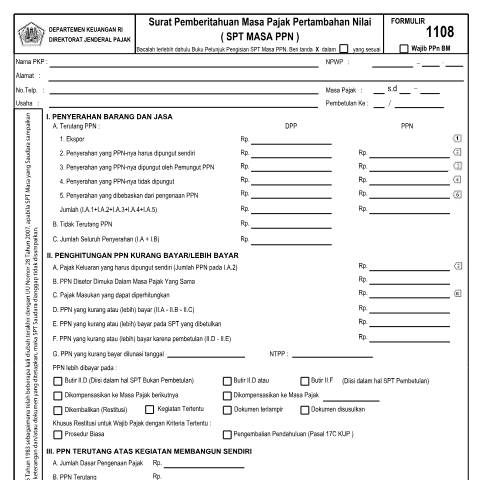 Document preview: 1108_Form-1108.pdf — SPT Masa PPN 1108, Indonesia (CERFA n°ID-DJP-1108-Form-1108)